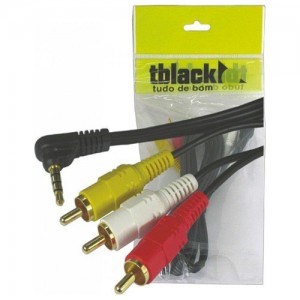 Cabo plug P2 ST 4C 90º x 3 plug RCA 1,8 metros