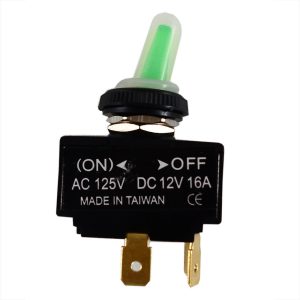 Interruptor Switch ON-OFF, 12V DC / 125V AC, 16Ah c/ capa de borracha