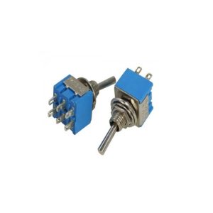 Botão / interruptor tipo alavanca 6T liga / liga prata e azul