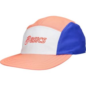 Asics Performance Running 5 Panel Cap – Sun Coral / Brilliant White