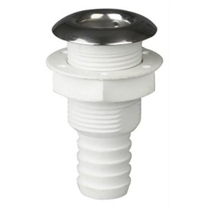 Thru-hull / Saída de casco / Flange 1-1/8 em PVC com acabamento em Inox