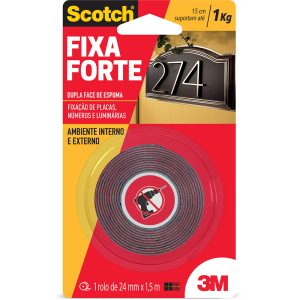Fita dupla face Fixa Forte Scotch 3M 1 rolo de 24mm x 1,5m