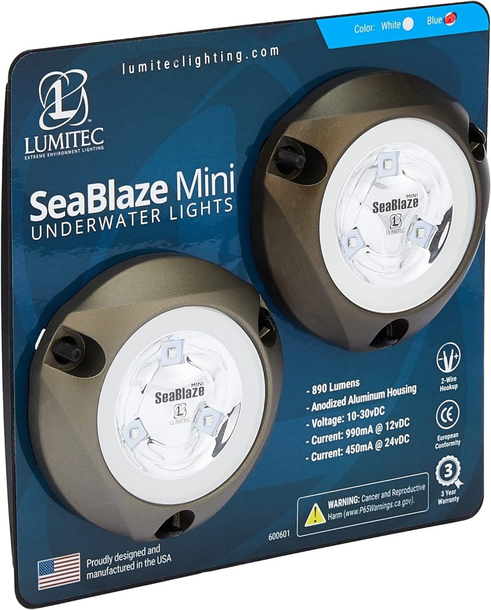 Luz submergivel 12V SeaBlaze mini LED Azul – Par (duas unidades) – Lumitec - Image 3
